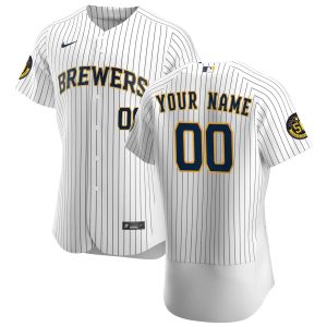 Impressive Milwaukee Brewers Custom Men's Nike White Home 2020 Authentic Player MLB Jersey