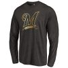 Impressive Milwaukee Brewers Gold Collection Long Sleeve Tri Blend T Shirt Black