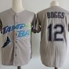 Impressive Mitchell And Ness Rays #12 Wade Boggs Grey Throwback Stitched MLB Jersey
