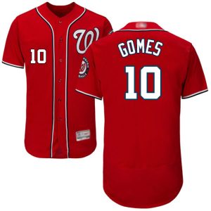 Impressive Nationals #10 Yan Gomes Red Flexbase Authentic Collection Stitched MLB Jersey