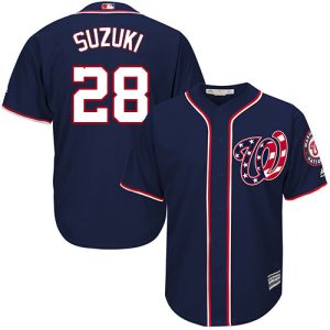 Impressive Nationals #28 Kurt Suzuki Navy Blue New Cool Base Stitched MLB Jersey