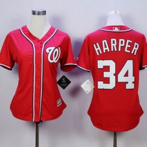 Impressive Nationals #34 Bryce Harper Red Alternate 1 Women's Stitched MLB Jersey For a short time available Grab yours quickly to own a team jersey