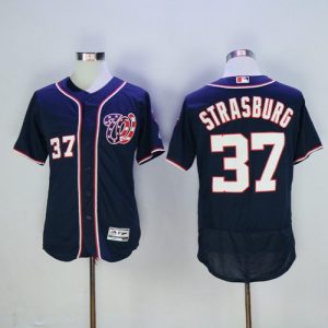 Impressive Nationals #37 Stephen Strasburg Navy Blue Flexbase Authentic Collection Stitched MLB Jersey
