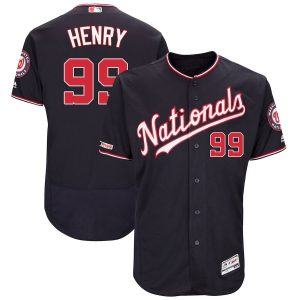 Impressive Nationals #99 Cole Henry Majestic Alternate Authentic Collection Flex Base Player Jersey Navy