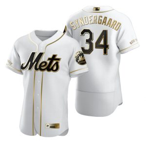 Impressive New York Mets #34 Noah Syndergaard White Nike Men's Authentic Golden Edition MLB Jersey