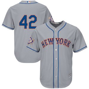 Impressive New York Mets #42 Majestic 2019 Jackie Robinson Day Official Cool Base Jersey Gray
