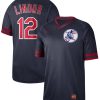 Impressive Nike Guardians #12 Francisco Lindor Navy Authentic Cooperstown Collection Stitched MLB Jersey