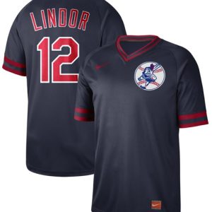 Impressive Nike Guardians #12 Francisco Lindor Navy Authentic Cooperstown Collection Stitched MLB Jersey