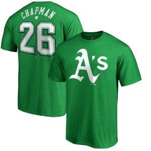 Stunning Oakland Athletics #26 Matt Chapman Majestic St. Patrick's Day Stack Player Name & Number T Shirt Kelly Green