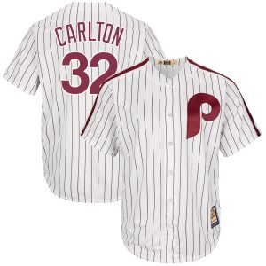 Impressive Philadelphia Phillies #32 Steve Carlton Majestic Cooperstown Collection Cool Base Player Jersey White
