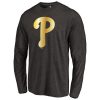 Impressive Philadelphia Phillies Gold Collection Long Sleeve Tri Blend T Shirt Black