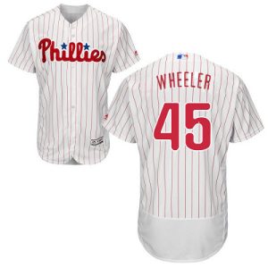 Impressive Phillies #45 Zack Wheeler White(Red Strip) Flexbase Authentic Collection Stitched MLB Jersey