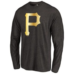 Impressive Pittsburgh Pirates Gold Collection Long Sleeve Tri Blend T Shirt Black