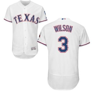 Impressive Rangers #3 Russell Wilson White Flexbase Authentic Collection Stitched MLB Jersey