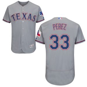 Impressive Rangers #33 Martin Perez Grey Flexbase Authentic Collection Stitched MLB Jersey