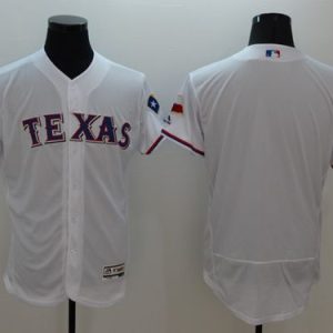 Impressive Rangers Blank White Flexbase Authentic Collection Stitched MLB Jersey