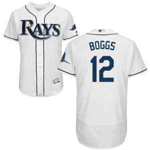 Impressive Rays #12 Wade Boggs White Flexbase Authentic Collection Stitched MLB Jersey