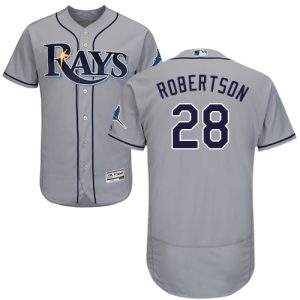 Impressive Rays #28 Daniel Robertson Grey Flexbase Authentic Collection Stitched MLB Jersey