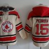 Impressive Red Sox #15 Dustin Pedroia Cream Sawyer Hooded Sweatshirt MLB Hoodie