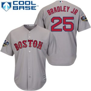 Impressive Red Sox #25 Jackie Bradley Jr Grey New Cool Base 2018 World Series Stitched MLB Jersey