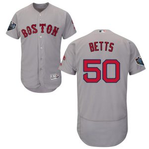 Impressive Red Sox #50 Mookie Betts Grey Flexbase Authentic Collection 2018 World Series Stitched MLB Jersey