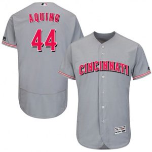Impressive Reds #44 Aristides Aquino Grey Flexbase Authentic Collection Stitched MLB Jersey