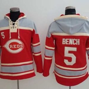 Impressive Reds #5 Johnny Bench Red Sawyer Hooded Sweatshirt MLB Hoodie