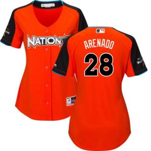 Impressive Rockies #28 Nolan Arenado Orange 2017 All Star National League Women's Stitched MLB Jersey Be among the first buyers Order now to enjoy top notch quality