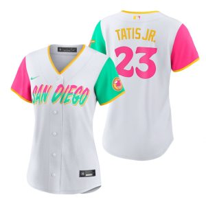 Impressive San Diego Padres #23 Fernando Tatis Jr. 2022 City Connect Women's Nike Games Jersey   White Retailers boost your inventory Order now to meet customer demand