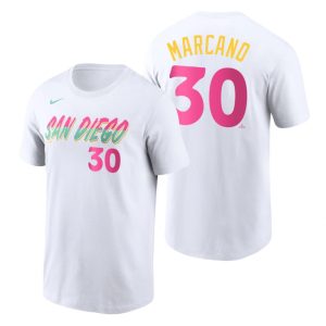 Impressive San Diego Padres #30 Tucupita Marcano 2022 City Connect Men's MLB T Shirt   White With high demand Don't miss out Order now to wear your team colors