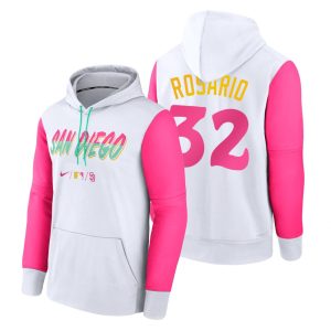Impressive San Diego Padres #32 Eguy Rosario Men's Nike MLB 2022 City Connect Hoodie   White