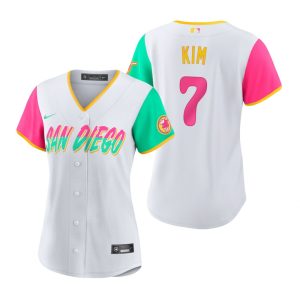 Impressive San Diego Padres #7 Ha Seong Kim 2022 City Connect Women's Nike Games Jersey   White For a short time available Grab yours quickly to own a team jersey