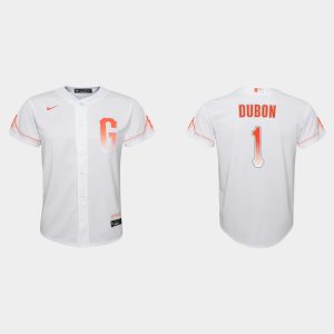 Impressive San Francisco Giants #1 Mauricio Dubon Youth 2021 City Connect White Jersey Retailers boost your inventory Order now to meet customer demand