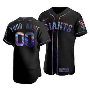 Impressive San Francisco Giants Custom Men's Nike Iridescent Holographic Collection MLB Jersey   Black