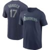 Impressive Seattle Mariners #17 Mitch Haniger Nike Name & Number T Shirt Navy Limited stock Order now to show your love for your team