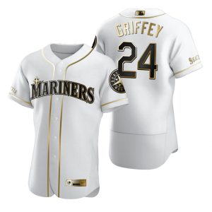 Impressive Seattle Mariners #24 Ken Griffey Jr. White Nike Men's Authentic Golden Edition MLB Jersey