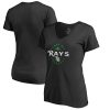 Impressive Tampa Bay Rays Majestic Women's Forever Lucky V Neck T Shirt Black