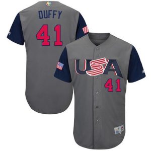 Impressive Team USA #41 Danny Duffy Gray 2017 World MLB Classic Authentic Stitched MLB Jersey