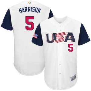 Impressive Team USA #5 Josh Harrison White 2017 World MLB Classic Authentic Stitched MLB Jersey
