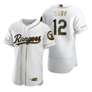 Impressive Texas Rangers #12 Rougned Odor White Nike Men's Authentic Golden Edition MLB Jersey