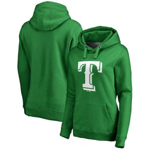Impressive Texas Rangers Majestic Women's St. Patrick's Day White Logo Pullover Hoodie Kelly Green Limited stock Order now to show your love for your team