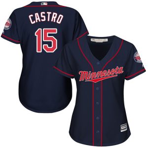 Impressive Twins #15 Jason Castro Navy Blue Alternate Women's Stitched MLB Jersey Hurry Exclusive offer Place your order immediately for a great jersey