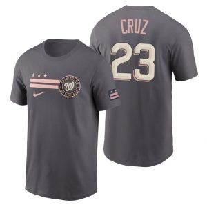 Impressive Washington Nationals #23 Nelson Cruz Men's Nike Gray 2022 City Connect Graphic T Shirt Retailers boost your inventory Order now to meet customer demand