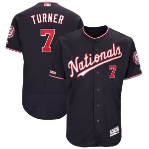 Impressive Washington Nationals #7 Trea Turner Majestic Alternate Authentic Collection Flex Base Player Jersey Navy