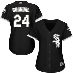 Impressive White Sox #24 Yasmani Grandal Black Alternate Women's Stitched MLB Jersey For a short time available Grab yours quickly to own a team jersey
