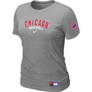Impressive Women's Chicago Cubs Nike Short Sleeve Practice MLB T Shirt Light Grey