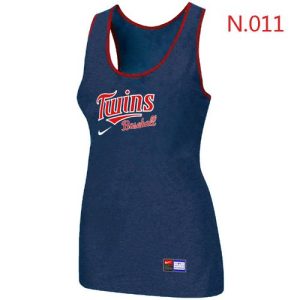 Impressive Women's Nike Minnesota Twins Tri Blend Racerback Stretch Tank Top Blue