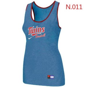 Impressive Women's Nike Minnesota Twins Tri Blend Racerback Stretch Tank Top Light Blue