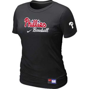 Impressive Women's Philadelphia Phillies Nike Short Sleeve Practice MLB T Shirt Black