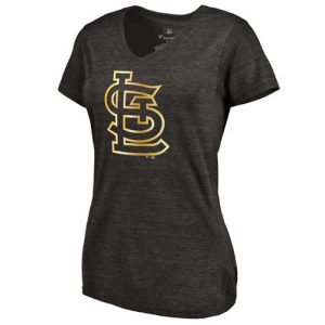 Impressive Women's St.Louis Cardinals Fanatics Apparel Gold Collection V Neck Tri Blend T Shirt Black